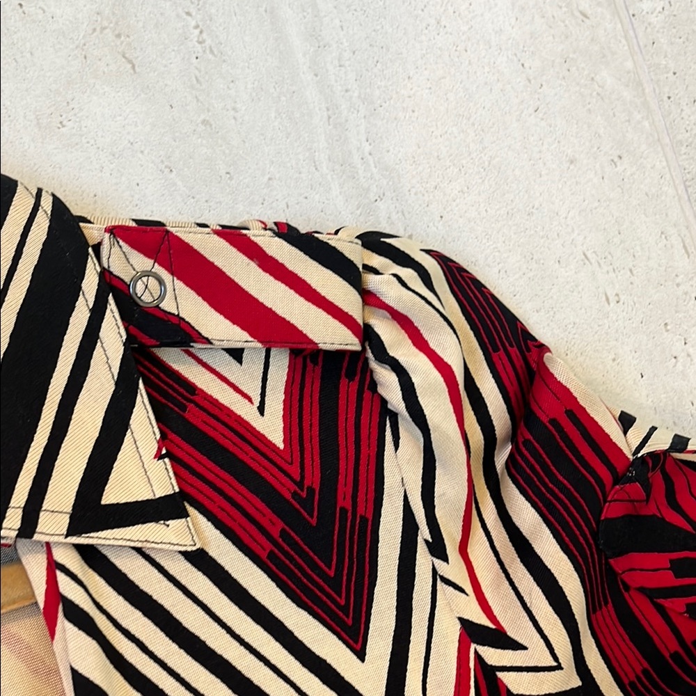 Diane Von Furstenberg Red and Black Long Sleeve Wrap Dress - Picture 7 of 10